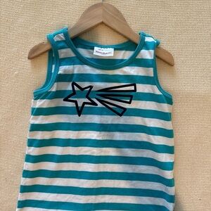 Hanna Anderson Striped Teal and White Kids Tank Top